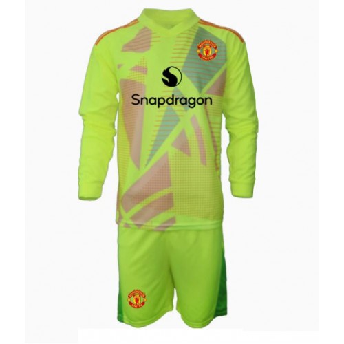 Fotballdrakt Barn Manchester United Keeper Bortedraktsett 2024-25 Langermet (+ Korte bukser)
